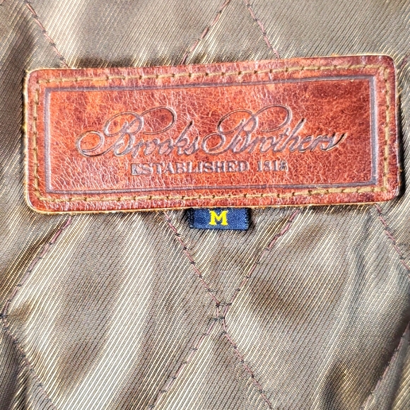 Brooks Brothers Brown Lambs Leather Bomber Jacket L XL EUC - Picture 8 of 15